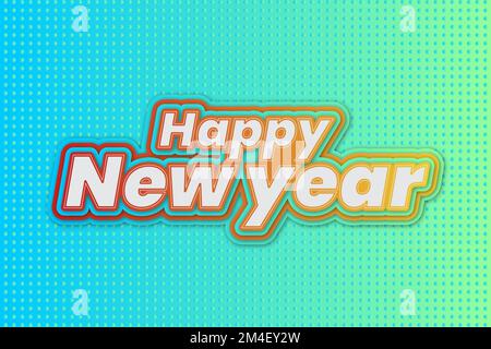happy New Year 2023 wavy color gradation background Stock Vector