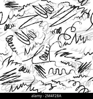 Hand Drawn Brush Strokes Seamless Pattern Wrap Background Stock Vector