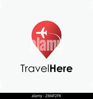 Simple symbol of location or place and aircraft Image graphic icon logo design abstract concept vector stock. symbol related to travel or vacation. Stock Vector