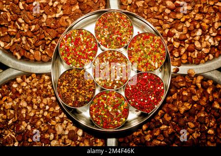 Delicious snacks sold in the streets of New Delhi Stock Photo