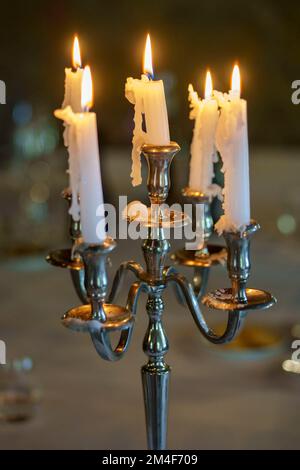 Antique candelabrum with five candles Stock Photo