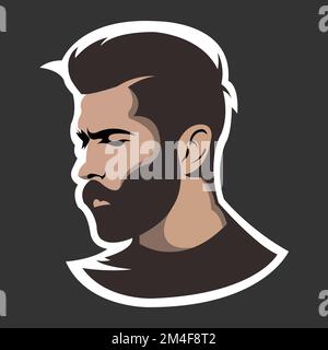 Beard man logo design. Awesome bearded man logo. A man with beard logotype.EPS 10 Stock Vector