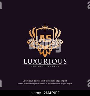 AS initial letter luxury ornament gold monogram logo template vector. Stock Vector