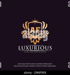 AF initial letter luxury ornament gold monogram logo template vector. Stock Vector