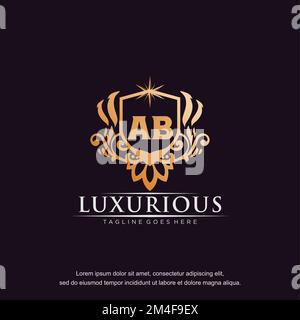 AB initial letter luxury ornament gold monogram logo template vector. Stock Vector