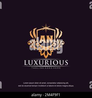 AN initial letter luxury ornament gold monogram logo template vector. Stock Vector