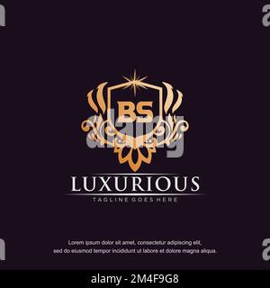 BS initial letter luxury ornament gold monogram logo template vector. Stock Vector