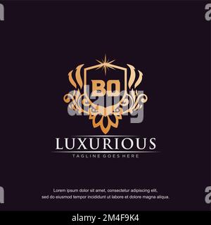 BO initial letter luxury ornament gold monogram logo template vector. Stock Vector