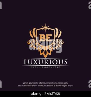BE initial letter luxury ornament gold monogram logo template vector. Stock Vector