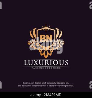 BN initial letter luxury ornament gold monogram logo template vector. Stock Vector