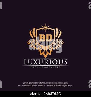 BD initial letter luxury ornament gold monogram logo template vector. Stock Vector