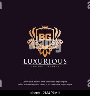 BG initial letter luxury ornament gold monogram logo template vector. Stock Vector