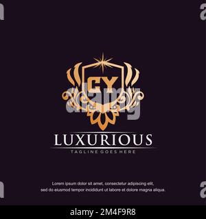 CY initial letter luxury ornament gold monogram logo template vector. Stock Vector