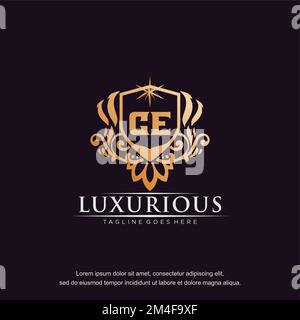 CE initial letter luxury ornament gold monogram logo template vector. Stock Vector