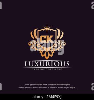CK initial letter luxury ornament gold monogram logo template vector. Stock Vector
