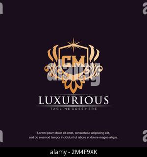 CM initial letter luxury ornament gold monogram logo template vector. Stock Vector