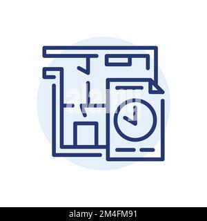 Apartment rental black line icon. Area living space. 24 hour rent service Stock Vector