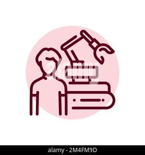 Robotics courses for children olor line icon. Children learning. Pictogram for web page Stock Vector