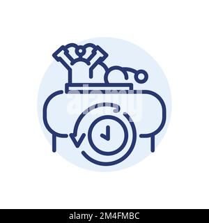 Compressor rental black line icon. Equipment air balloon. 24 hour rent service Stock Vector