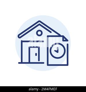 Mortgage rental black line icon. Real estate. 24 hour rent service Stock Vector