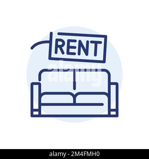 Sofa rental black line icon. Hardware store. 24 hour rent service Stock Vector