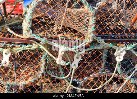 Lobster or crab pots close up for a background. Stock Photo