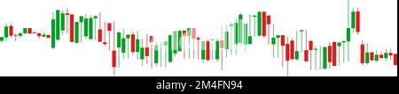 Red and green Japanese candlestick graph chart on white background Stock Vector