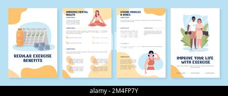 Workout consistency pros flat vector brochure template Stock Vector
