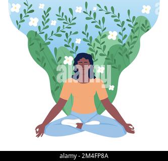 Woman in lotus position flat concept vector illustration Stock Vector