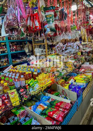 Bangkok, Thailand, Thawi Watthana,  Thonburi Market Place, Food shopping asia choices, Packaged Goods for Sale, display detail Stock Photo