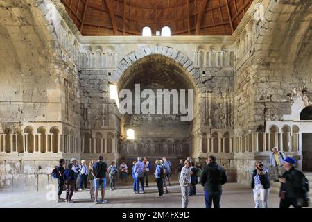 The interior of the museum of archaeology in the Citadel, Amman city ...