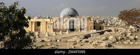 View over the Umayyad Mosque in the Citadel, Amman city, Jordan, Middle East Stock Photo