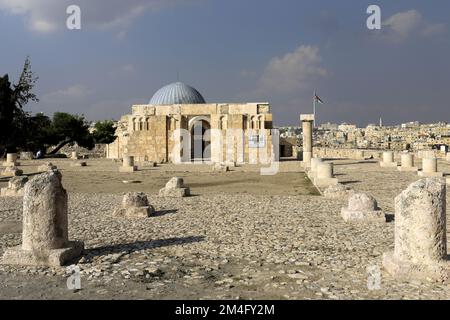 View over the Umayyad Mosque in the Citadel, Amman city, Jordan, Middle East Stock Photo