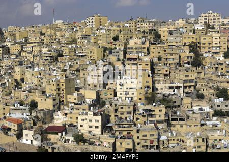 View of Housing and streets in the Al Qusour area of Amman city, Jordan, Middle East Stock Photo