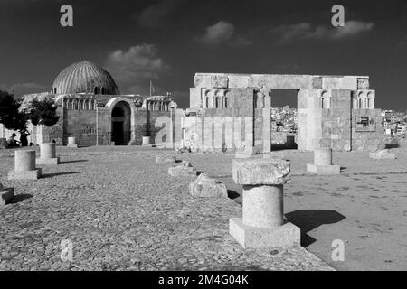 View over the Umayyad Mosque in the Citadel, Amman city, Jordan, Middle East Stock Photo