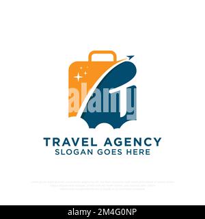 Travel Agency logo design with Initial letter T shape vector illustration template Stock Vector