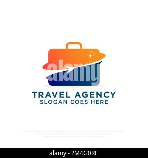 Global Travel Agency logo design image, vector illustration with suitcase travel bag and plane icon template Stock Vector
