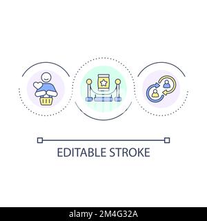 Hosting event for loyal customers loop concept icon Stock Vector