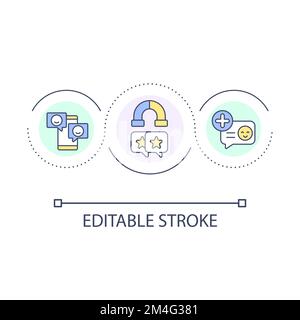 Collect social media reviews loop concept icon Stock Vector
