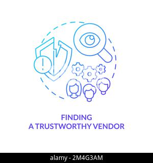 Finding trustworthy vendor blue gradient concept icon Stock Vector