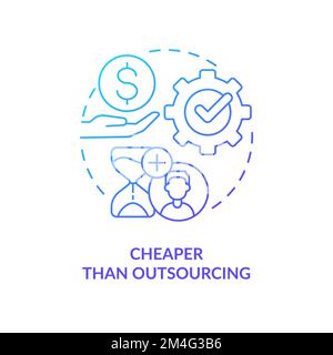 Cheaper than outsourcing blue gradient concept icon Stock Vector