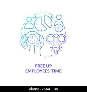 Free up employees time blue gradient concept icon Stock Vector