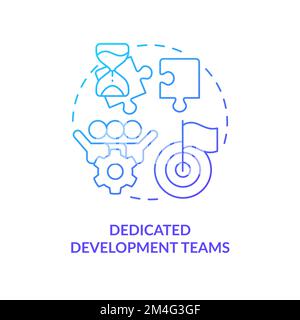 Dedicated development teams blue gradient concept icon Stock Vector