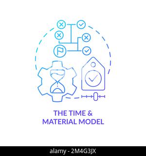 Time and material model blue gradient concept icon Stock Vector
