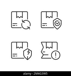 Delivery features and issues pixel perfect linear icons set Stock Vector