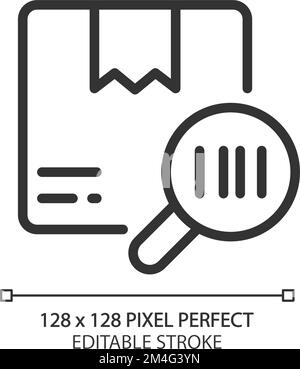 Package barcode tracking pixel perfect linear icon Stock Vector