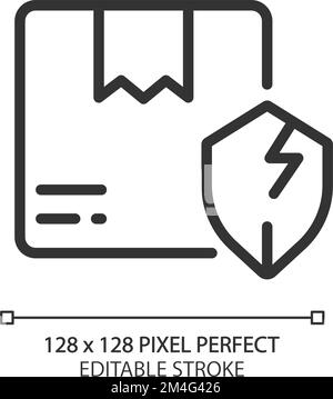 Unprotected parcel pixel perfect linear icon Stock Vector