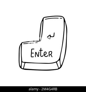 Enter button sign black white hand drawing. Stock Vector