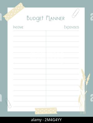 Budget planner monthly template page. Financial plan of incomes, expenses  and savings in month. Money accounting for family or business. Vector flar  m Stock Vector Image & Art - Alamy