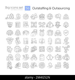 Managing contract workers linear icons set Stock Vector